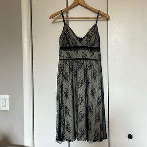 Cream dress with black lace overlay